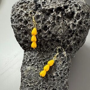 Elegant Arabian Jasmine Yellow Drop Earrings